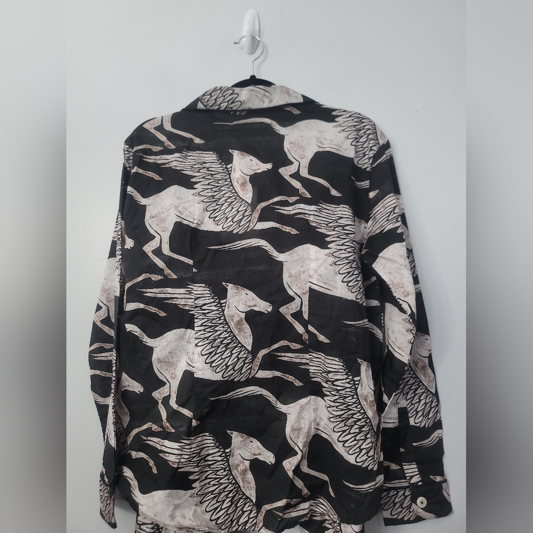 Desmond & Dempsey Pegasus Woven Long Button-Front Pajama — image 6 of 8